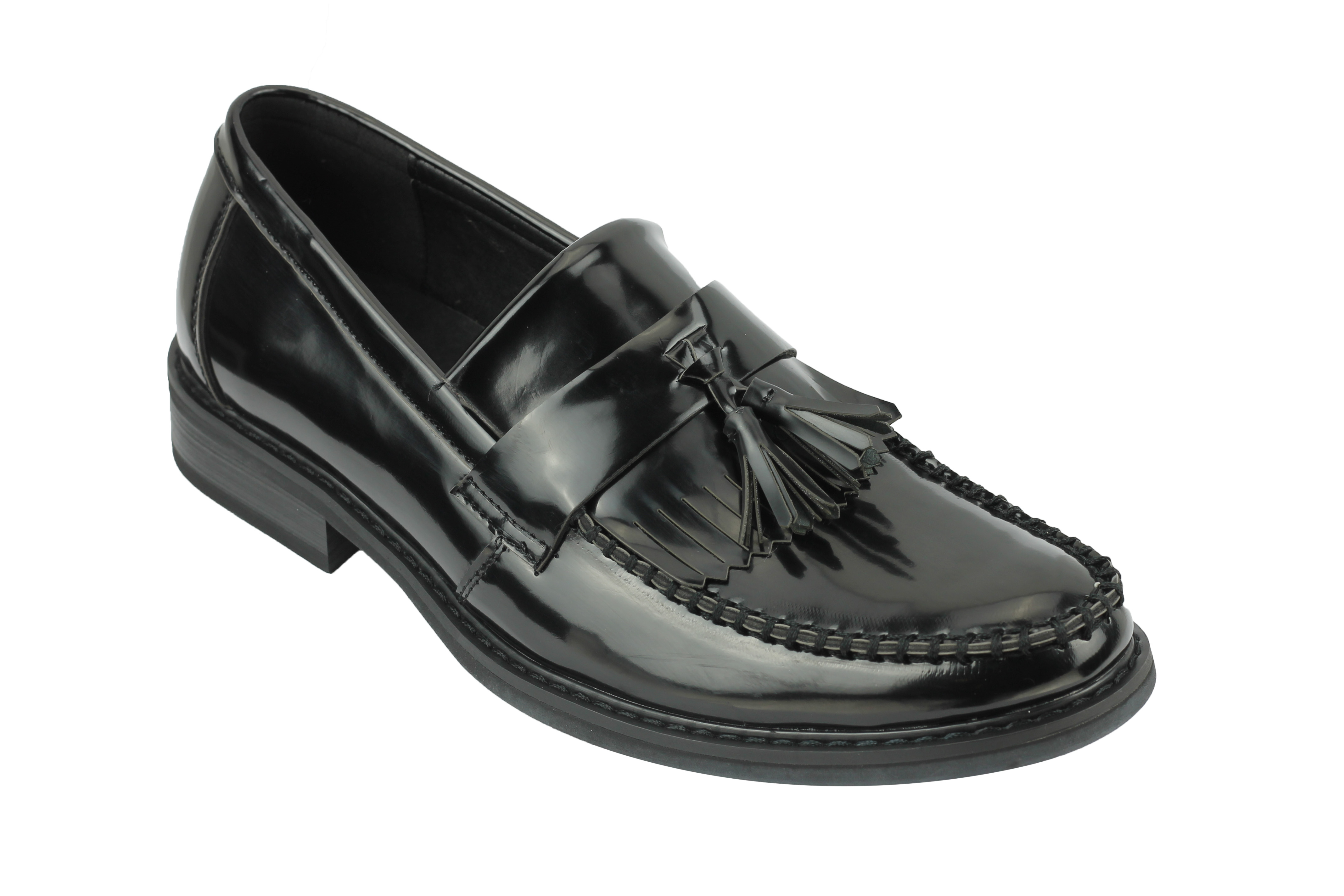 Mens Vintage Style Polished Faux Leather Tassel Loafers Retro MOD Shoes